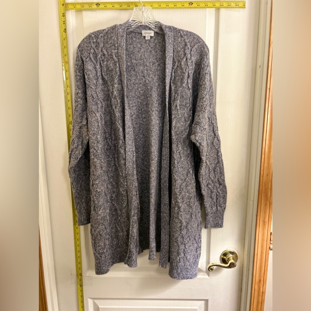 Avenue Women's Cardigan Sweater Gray With Sparkles 18/20